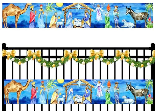 WOBBLO Krippenfigur, für den Außenbereich – 118 x 20 Zoll, Weihnachtsdekoration, religiöse Krippe, nachhaltige Krippe für den Außenbereich, Neujahr, Hintergrund