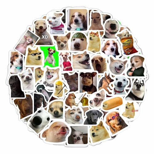 BulbaCraft Dog Meme Stickers - White, Cartoon, 1 Sheet, Indoor Use