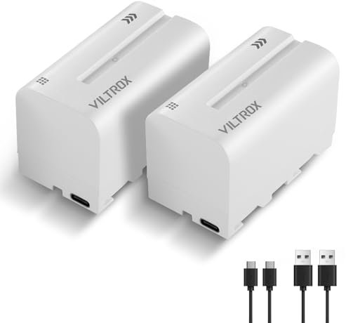 VILTROX 2-Pack NP-F750 Batteria di ricambio Batteria compatibile con Sony NP-F970 F960 F950 F770 F750 F570 F550 per Godox VILTROX Neewer Videocamera/Monitor/Camera