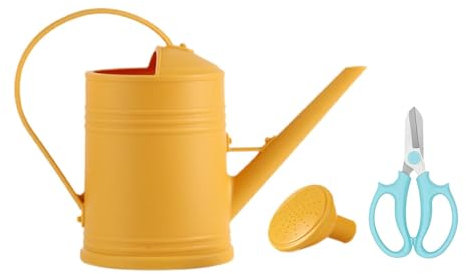 Milageto Annaffiatoio da 2 Litri Attrezzo da Giardinaggio Ugello Rimovibile Moderno annaffiatoio a Bocca Larga Facile da Usare per Piante da Interno Bonsai, Giallo