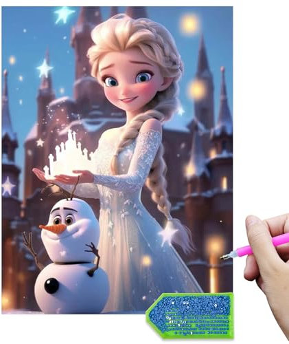 QDUODUO Diamond Painting für Kinder Erwachsene Anfänger, Eiskönigin Eisa Prinzessin 5D Diamant Painting Bilder, 30x40cm Große Diamantmalerei, DIY Mosaikherstellung Basteln Kit für Mädchen ab 6 Jahre