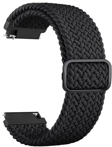 ZGCE 20mm Uhrenarmband Gewebtes Nylon Uhrenarmbänder, Mit Verstellbarer Metallschnalle, Schnellverschluss Sport Ersatzarmband 20mm Armband für Damen und Herren, Schwarz