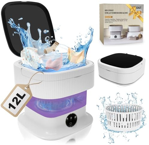 Portable Mini Waschmaschine Mit Schleuder - 14L 40W Camping Waschmaschine Mini Washing Machine Faltbare, Kleine Waschmaschine Mobile Waschmaschine für Reise Camping(Ultra-Reinigung)