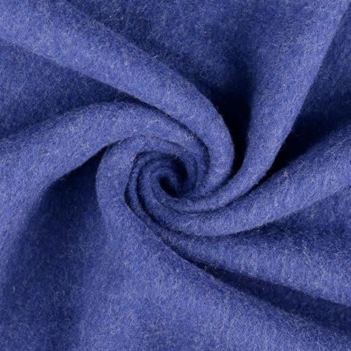 Woll Fleece WOLLI aus reiner Schurwolle - Walkloden Jersey weich und dehnbar - Mulesing frei Öko-Tex Klasse 1 Bekleidungstoffe Meterware (Blau)