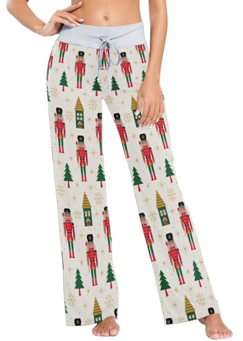 Ksajwzf Pigiama da donna Pantaloni da salotto di Natale Schiaccianoci PJs Bottoms per le donne Sleep Loungewear Pantaloni Gamba Larga Albero di Natale, Multi, XL