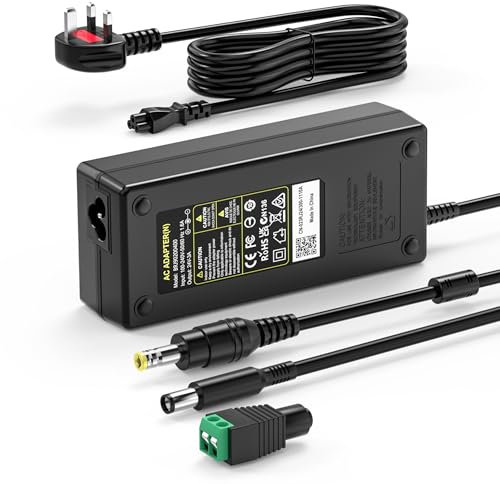 24V 3A 72W Power Supply for LED Strip Light, CCTV Camera Cisco Router, 3D Printer, LCD Monitors, Speaker Adapter Cable, UK plug, Wall Charger, and More Power Supply Cable Adapter【5.5 * 2.5/2.1mm】
