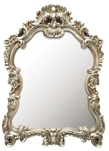 Verzierter Barock-Wandspiegel im Vintage-Stil, 55,9 x 76,2 cm, Antik-Silber, Kosmetikspiegel für Schlafzimmer, Wohnzimmer, Eingangsbereich, Kommode