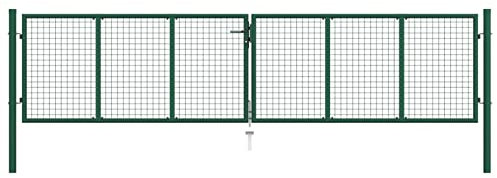 YJKKZQLB Mesh Garden Gate Steel 400x75 cm Green Home