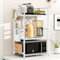 LZNIOZ Microwave Shelf with Hooks/Cutting Board Holder/Knife Holder/Cutlery Box, Microwave Stand for Kitchen Counter(White)