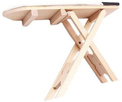 Toyvian Doll House Ironing Table Doll House Decorations for Mini Ironing Board Furniture Dining Room Table Decor Mini House Accessory Wood 1/12