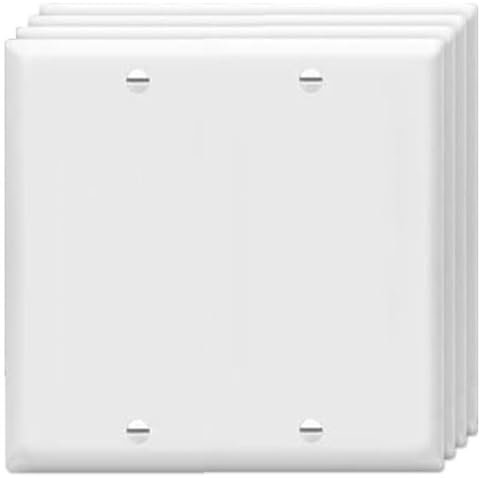 Blank Wall Plates 2-Gang blank Switch Outlet Electrical Cover Plate Unbreakable Thermoplastic Faceplate for Light Receptacle Outlet Switch, White (4 Pack)