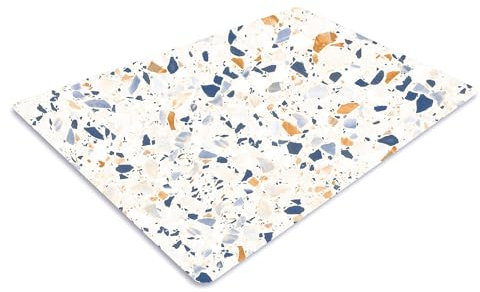 Pagnanno. Chopping Board-Catering Cutting Set-Kitchen Board-Glass Worktop Savers-Sink Chopping Board-Large-Worktop Protectors Heat Resistant-Marble Effect White & Blue - Design 19, 40x30cm (Pack of 1)