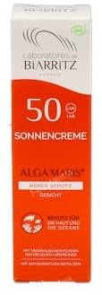 Laboratoires de Biarritz - Crema solare viso LSF50 certificata biologica - Per adulti - Impermeabile, idratante e opacizzante - 50 ml - Made in France