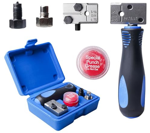 GOMETY 4-TLG 3/16 Zoll Bremsleitung Bördelgerät, 4.75 mm Universal Bördelgerät Bremsleitung Satz für DIN Bördelungen, Hand-Bördelwerkzeugen mit Aufbewahrungsbox für Auto Reparatur Bremsleitungen