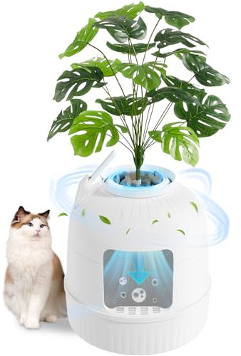 Lifewit Katzenklo Blumentopf mit Pflanze & Schaufel, Katzenklo Versteckt mit Geruchsbeseitigung, Infrarot-Sensor, Katzentoilette XXL Katzenklo groß für Wohnzimmer, Schlafzimmer, Ecke, Weiß