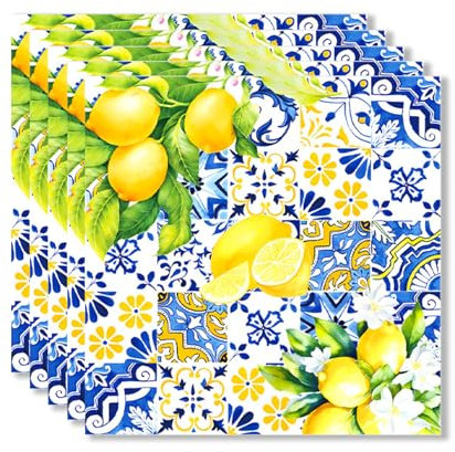 ParPix 20 Stk Zitronen Deko Servietten, 33x33cm Servietten Zitronen, Zitronen Servietten Sommer, Lemons Themed Geburtstag Servietten, Zitronendeko Papierservietten für Sommerparty Hochzeite Geburtstag