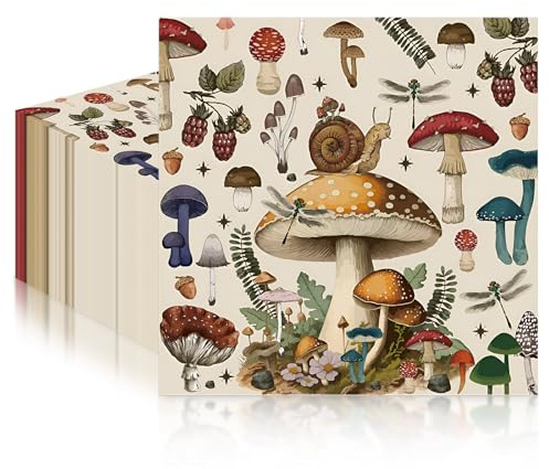 20pcs Mushroom Party Paper Napkins,Disposable Cocktail Serviettes Napkins Patterned of Colorful,2-Ply,13 x 13,Recyclable,Soft Hand Paper Towels for Birthday Party,Wedding,Hawaii,Children's Day