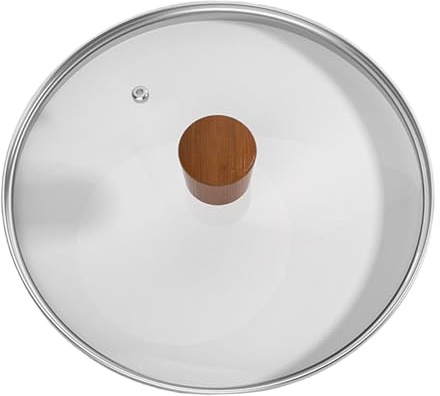 Couvercle de casserole de 21 cm pour poêles et casseroles avec poignée en bois et évent vapeur
