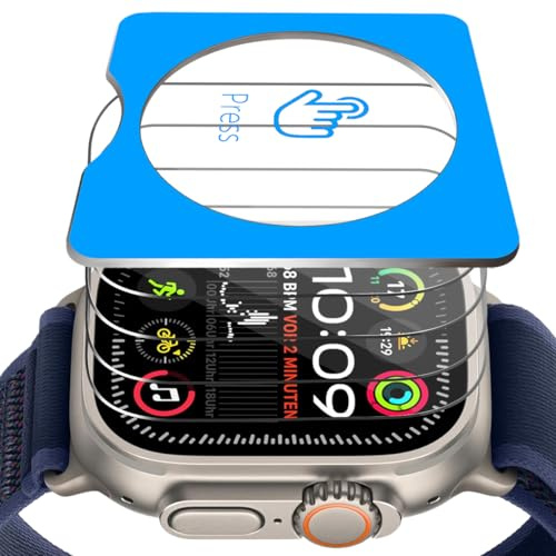 Euukzzea 4 Piezas Protector de Pantalla para Apple Watch Ultra 3/2/1 49mm Cristal Templado, Sensible al Tacto, Resistente a los Arañazos,Completa Vidrio Templado para Apple Watch Ultra 3/2/1 49mm