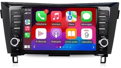 2 DIN Radio para Nissan X-Trail J11 Qashqai 2014-2020 9 Inches Android 15 Android Auto FM Am Bluetooth USB para, 4 Core 2G+64G