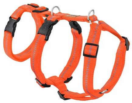 KOCH Sicherheitsgeschirr gepolstert Premium, Made in Germany, Panikgeschirr für Hunde, ausbruchsichers Hundegeschirr, stufenlos verstellbar, Leuchtorange mit Kennfäden/M - 25mm | 50-72cm