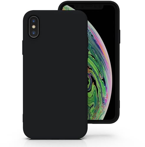 Zuvirelx Silicone Case for iPhone X/XS, Soft Grip, Thin, Minimalist, Shockproof, Non-Slip, Pocket-Friendly - Black
