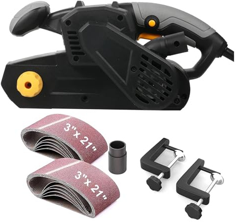 750W Belt Sander 75mm X 533mm with 10 Piece Sanding Belts and Dust Bags Table with Variable Speed Control 2 in 1 Vacuum Speed Control