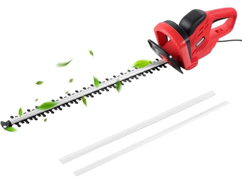 TEENO Tagliasiepi Elettrico 710 W, Tagliasiepi Elettrica Lunghezza Lama 610 mm, Distanza Denti 20 mm, Taglia Siepe con Protezione Della Lama
