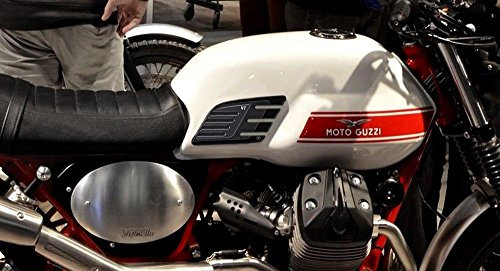 labelbike - 2 Adesivi in Resina Gel 3D Protezioni Ginocchia laterali Serbatoio per Moto GUZZI V7 NEW