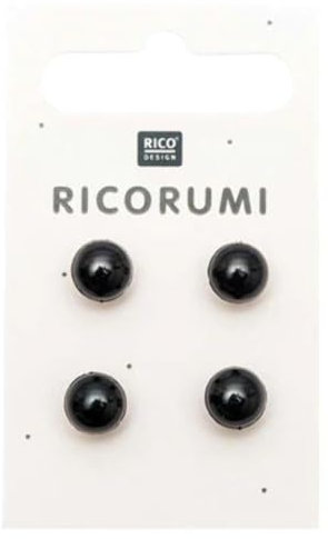 Rico Design Rico Ricorumi Knöpfe mit Steg 4 Stk. Tieraugen Kunststoff Ganzjährig 1 cm 1,5 cm 2 cm 2,5 cm Ø 8,5 mm
