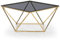 Menzzo Table Basse Louane en Verre Fumé et Pieds Or