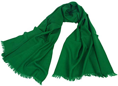 Avenella XXL Merino-Wollschal Damenschal (205x68 cm inkl. KURZE FRANSEN); Feiner & weicher unifarbener Schal Tuch Stola, 100% Wolle in vielen Farben, GRÜN