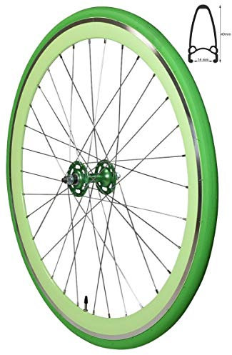 Redondo 28 Zoll Vorderrad Singlespeed Fixie Laufrad Felge Grün Grün + Reifen