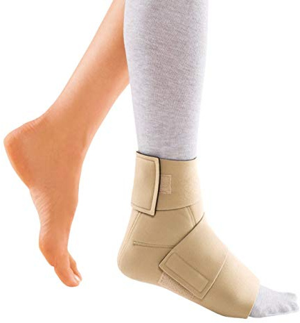 CircAid JuxtaFit Premium Knöchel-Fußbandage mit geschlossener Ferse, mit verstellbarer Kompressionsunterstützung, Beige, Größe L
