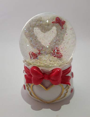 Glitzerkugel Hochzeit, Herz, 9 cm, Schneekugel Glitterkugel heiraten Geschenkidee