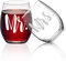 Lighsele Juego de 2 copas de vino tinto Mr y Mrs de 15 onzas | copas de vino sin tallo, copas de vino de cristal con forma de bola de arco, copas de vino blanco para bebidas frías, novia, amigas