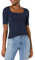Amazon Essentials Women's Slim-Fit Half Sleeve Square Neck T-Shirt, Navy, XL