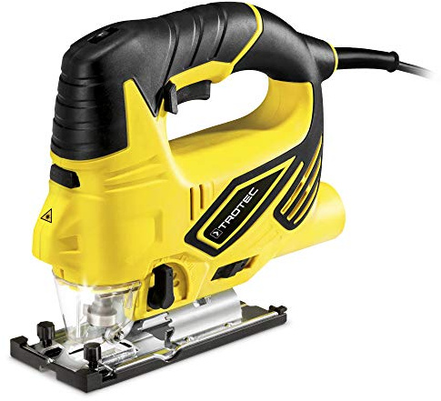 TROTEC Seghetto alternativo PJSS 12-230V - 850 Watt, profondità di taglio legno 80 mm, alluminio 12 mm, metallo 8 mm, luce da lavoro a LED, livelli di corsa del pendolo 3, angolo di taglio