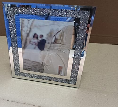 Crushed Crystals Photo Frame Silver Mirrored Crushed Jewel Crystal Diamante Picture Frame (7x5 inch)
