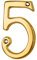 Polished Brass Door Number 5-75mm Height - 4mm Depth - House Numeral Plaque | Front Door House Numbers - Decorative External Door Letters - Numeral & Letter Plaques