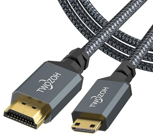 Twozoh Cable Mini HDMI Tipo A a HDMI Tipo C Corto 0,3M, 2.0a/b, 2.0, 1.4a, 4K Ultra HD, 3D, Full HD 1080p, HDR