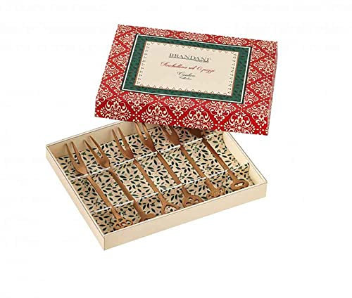 BRANDANI Cantico Set 6 Pezzi Forchettine Dolce Oro Tavola Natalizia Natale