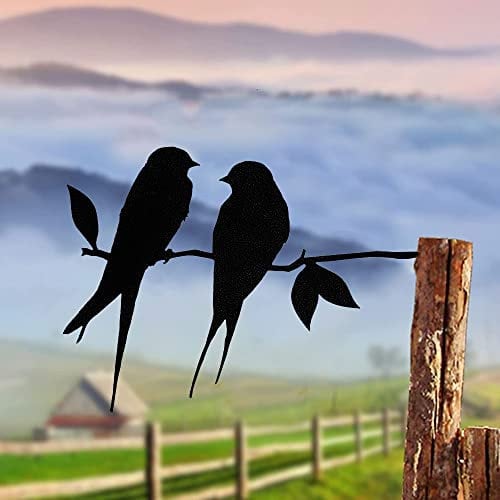 YUNYANZE Silhouette d'oiseau en fer forgé noir pour décoration d'arbre de jardin