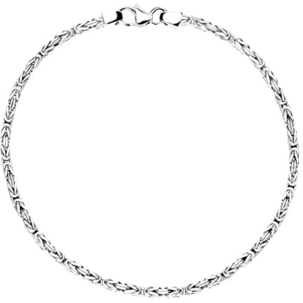Unisex Silberarmband rhodiniert: Königskettendesign 925er Silber, 2mm JEWLIX 23cm