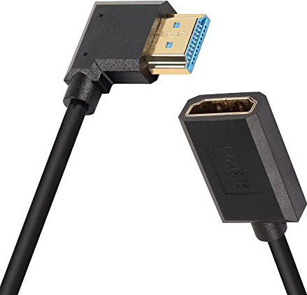 PNGKNYOCN 8K HDMI Short Cable,1FT/0.3M 90 Degree Ultra High Speed Right Bend HDMI 2.1 Male to Female Extension Cable Support 8K@60Hz,Dynamic HDR,HDCP 2.2&2.3, eARC(Right Bend)