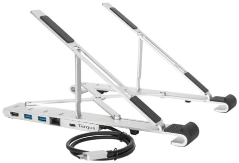 Targus AWU100005GL, tragbarer Laptop-Ständer + integrierter Dockingstation, Weiß