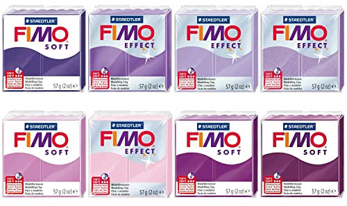 Fimo Soft & Effect Pâte à Modeler Polymère pour Four 57 g Lot de 8 Tons Violets