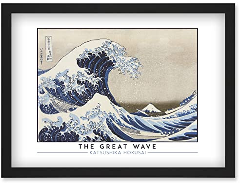 Wee Blue Coo Katsushika Hokusai The Great Wave or Under the Wave off Kanagawa Painting Artwork Framed Wall Art Print A4