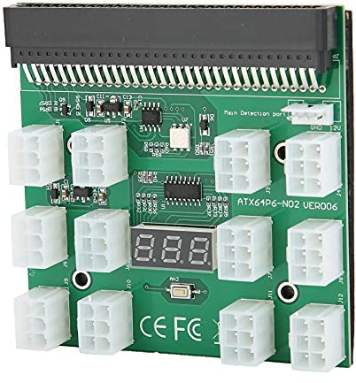 Adaptador de Corriente para PC Placa ATX, Fuente de Alimentación para PC, Módulo Adaptador de Ruptura de 12 Posiciones, Placa Base para Minería Eth/BTC (Verde)