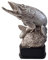 eberin · Angler Pokal · Angeln Pokal · Raubfisch Trophäe · Fisch Figur Silber · Hecht auf schwarzem Sockel · Wanderpokal · mit Wunschtext · Größe 20 cm